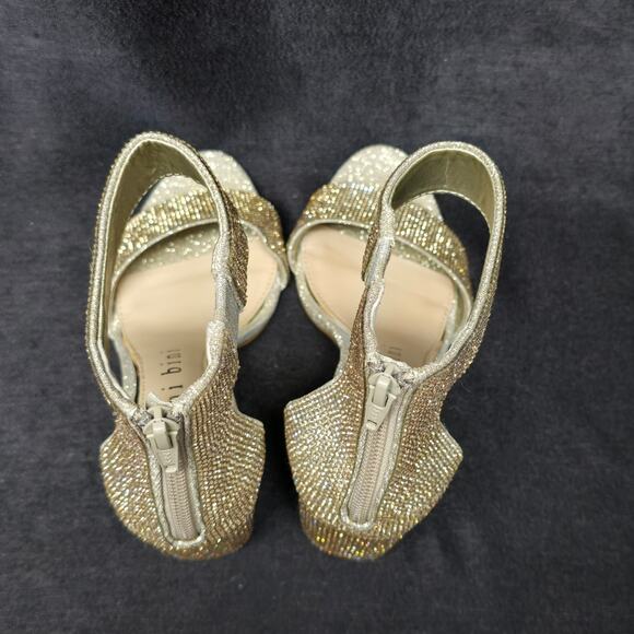 Gianni Bini Silver Chellsie Glitter Platform Dress Sandals High Heels - Picture 5 of 11